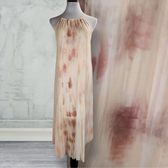 Young Fabulous and Broke Elie Trapeze Dress Size XS Viscose Chiffon Halter Midi - Picture 1 of 16